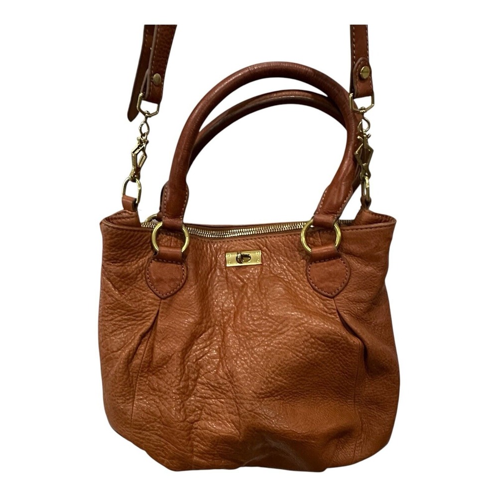 J.Crew Brompton Hobo Shoulder Bag Cognac Brown Pebbled Leather Handles & Strap